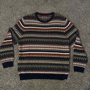 Club Room Women's Multicolor Fair Isle Merino Wool Christmas Holiday Sweater L
